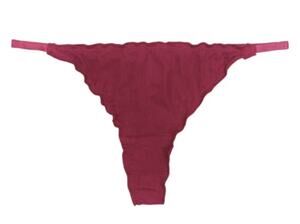 Knotty Knickers Cherry Cotton Ruffle Thong in Red, Size XXL